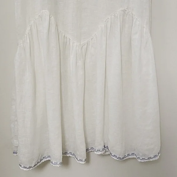Jonny Was Pete & Greta White 100% Linen Chunky Tassel Boho Drop Waist Dress XS - Picture 12 of 16